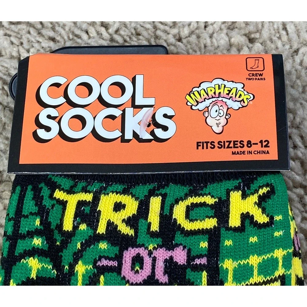 Cool Socks Warheads Trick or Treat Halloween Crew Socks Unisex 8-10 (2 Pair) NWT